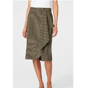 BRAND NEW Linen Draped-Front Skirt COLOR: Moss White Medium JJill